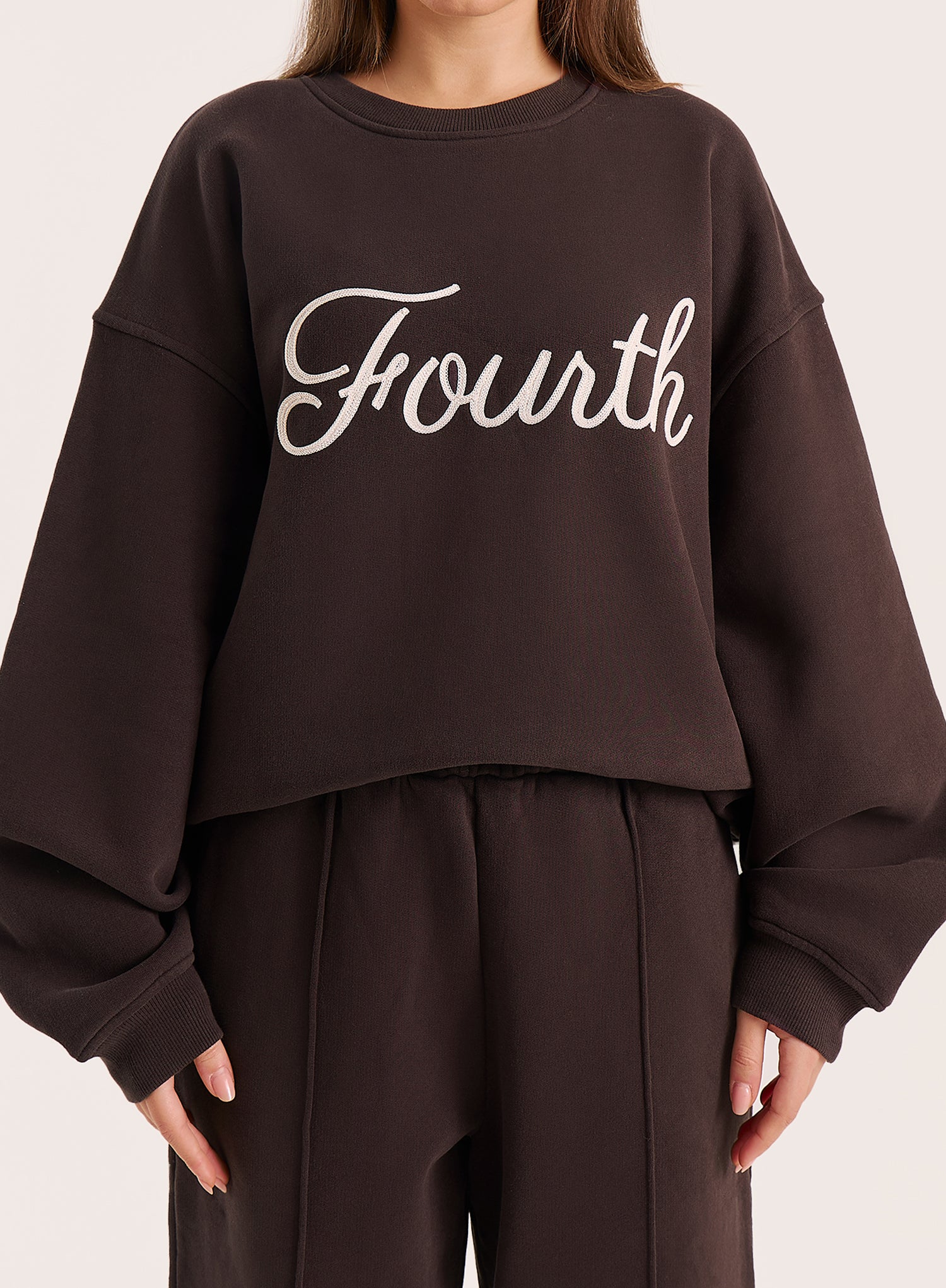 Chocolate Fourth Script Slogan Sweatshirt